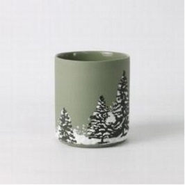 Hand-Painted Candle Holder Christmas Pines