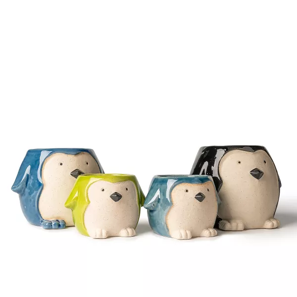 펭귄 모양의 세라믹 캔들 홀더